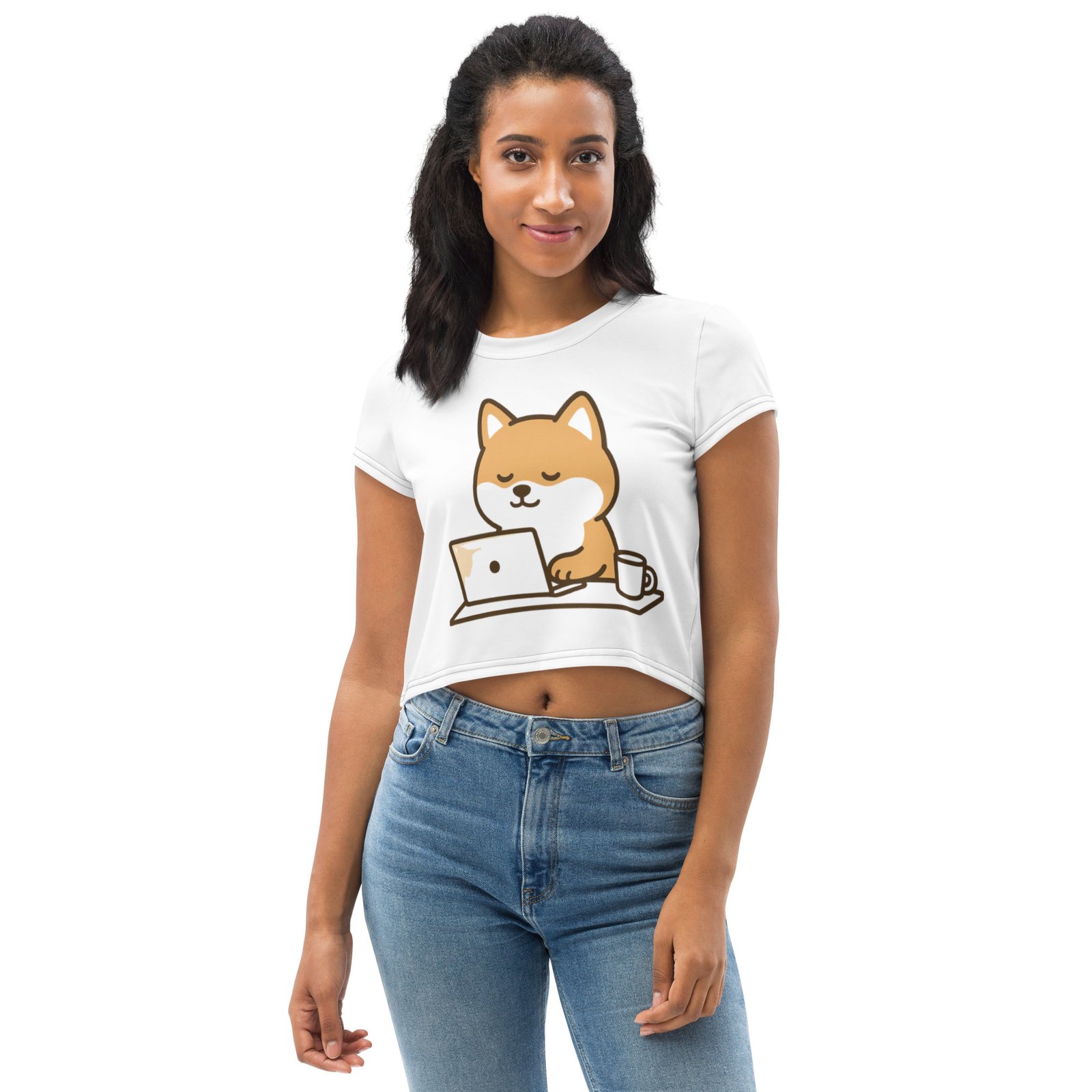 Custom Shiba Inu Crop Top Tee - Image 3