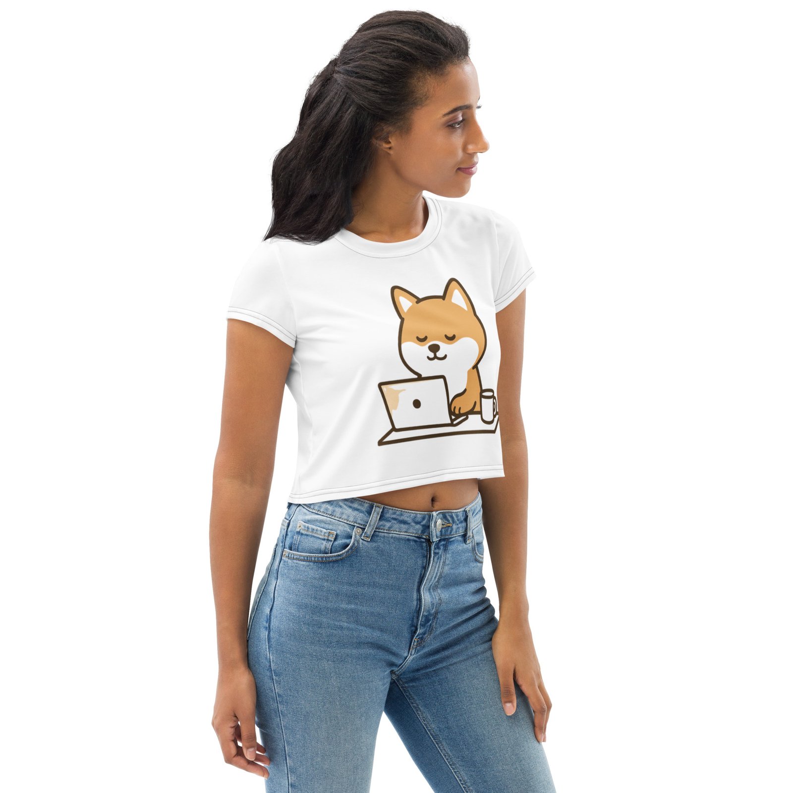 Custom Shiba Inu Crop Top Tee - Image 5